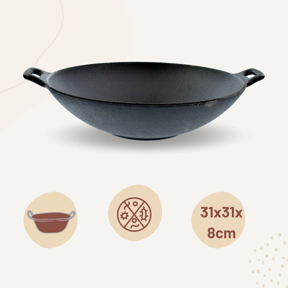 Orange85 Gietijzeren wokpan - Alle warmtebronnen - Inductie - Wok - Zwart - 31cm - Gietijzer - Wokpannen Orange85 Gietijzeren Wokpan - Alle Warmtebronnen - Inductie - Wok - Zwart - 31cm - Gietijzer - Wokpannen -Keuken Pot 1200x1200 1440
