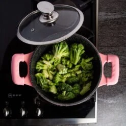 Royalty Line Inductie Pannenset - Luxe 14-delige Pannenset Marmeren Coating - Pannen Met Afneembare Handvaten - Oven-Ready - PFAS-Vrij - Voor Alle Warmtebronnen - Afneembare Koudgrepen - Antiaanbaklaag - Koekenpan Met Glazen Deksels - Roze -Keuken Pot 1200x1200 1498