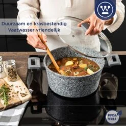 Westinghouse Kookpan/Braadpan Inductie - Ø 28 Cm - Grijs Graniet - Met Deksel - PFOA Vrij 8 Westinghouse Kookpan/Braadpan Inductie - Ø 28 Cm - Grijs Graniet - Met Deksel - PFOA Vrij -Keuken Pot 1200x1200 152