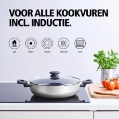 BRABANTIA INDU+ Hapjespan - Keramische Antiaanbaklaag - Met Deksel - Ø 28 Cm - Inductie - Pfas Vrij 7 BRABANTIA INDU+ Hapjespan - Keramische Antiaanbaklaag - Met Deksel - Ø 28 Cm - Inductie - Pfas Vrij -Keuken Pot 1200x1200 1589