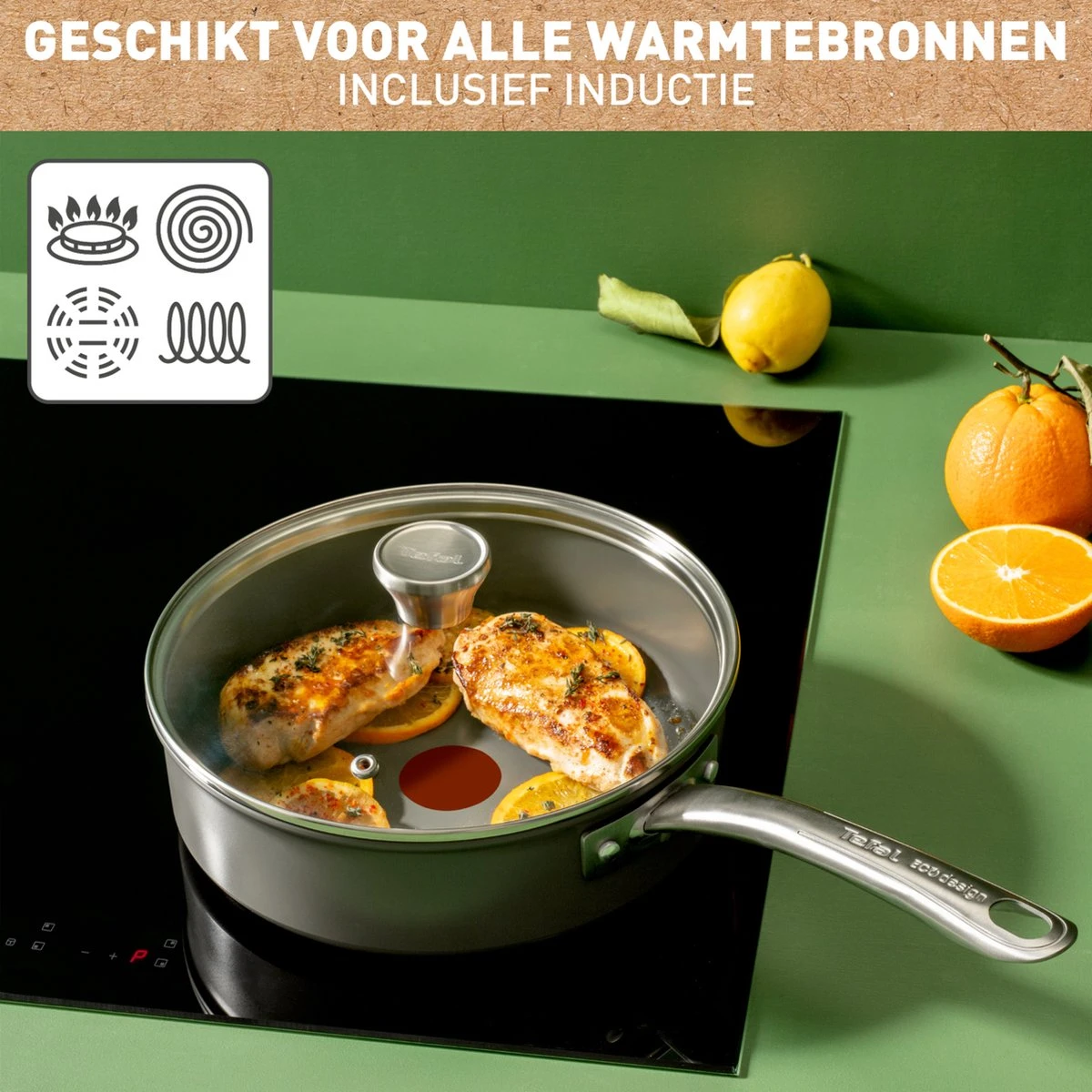 Tefal Renew+ Keramische hapjespan - Ø 24 cm - met deksel Tefal Renew+ Keramische Hapjespan - Ø 24 Cm - Met Deksel -Keuken Pot 1200x1200 1599