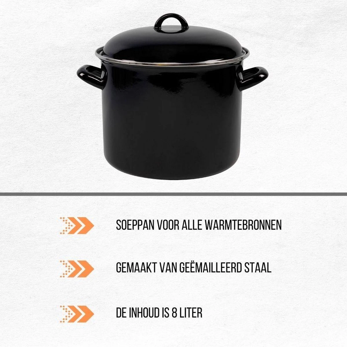 Orange85 Soeppan - Stamppot Pan - Inductie - Zwart - 8 Liter - Staal - Alle warmtebronnen Orange85 Soeppan - Stamppot Pan - Inductie - Zwart - 8 Liter - Staal - Alle Warmtebronnen -Keuken Pot 1200x1200 1709