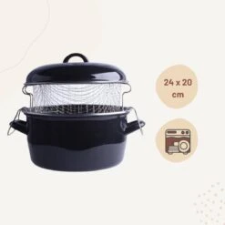 Orange85 Frituurpan - Zwart - Inductie - Emaille - Diameter 24 Cm - Met Draadmand - 3,5 Liter -Keuken Pot 1200x1200 1781