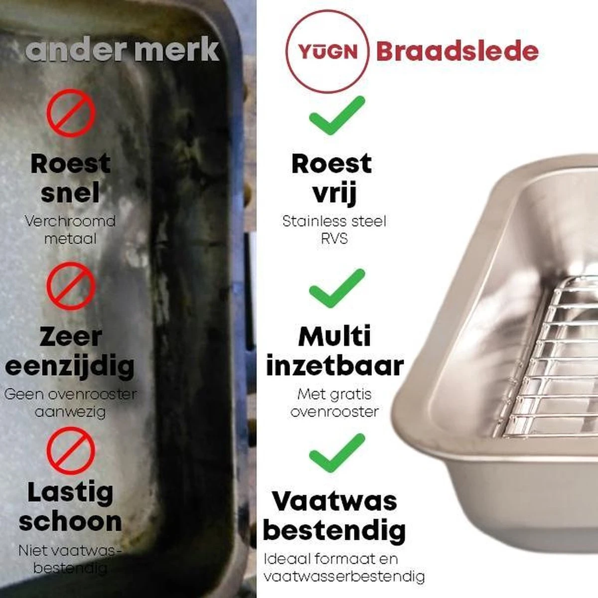 YUGN Braadslede Ovenschaal Braadslee Oven - Braadslede Met Rooster Voor Ovengerechten - Roestvrijstaal en 40x30x7CM - Cadeau tip YUGN Braadslede Ovenschaal Braadslee Oven - Braadslede Met Rooster Voor Ovengerechten - Roestvrijstaal En 40x30x7CM - Cadeau Tip -Keuken Pot 1200x1200 1837