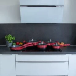 Herenthal Pannenset Inductie - Luxe 10-delige Koekenpan Inductie - Voor Alle Warmtebronnen - Pannen Met Glazen Deksels En Koudgrepen - Rood / Zwart- 6 Pannen 7 Herenthal Pannenset Inductie - Luxe 10-delige Koekenpan Inductie - Voor Alle Warmtebronnen - Pannen Met Glazen Deksels En Koudgrepen - Rood / Zwart- 6 Pannen -Keuken Pot 1200x1200 198