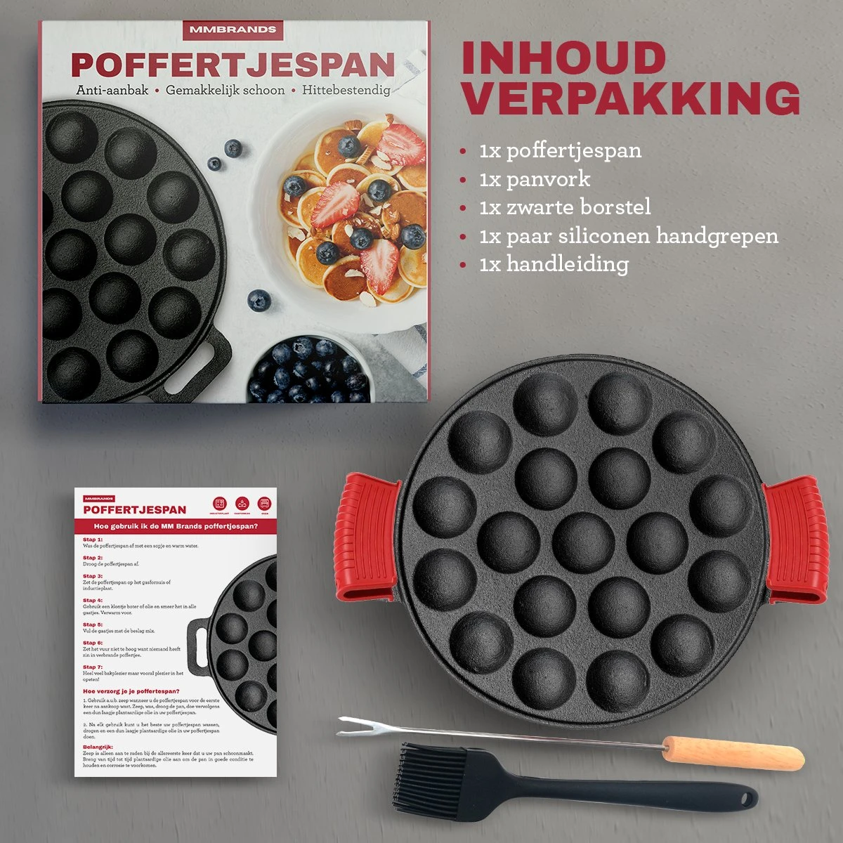 MM Brands Poffertjespan - Poffertjesmaker - Inductie / Oven / BBQ - Inclusief Handvat, Borstel en Vorken MM Brands Poffertjespan - Poffertjesmaker - Inductie / Oven / BBQ - Inclusief Handvat, Borstel En Vorken -Keuken Pot 1200x1200 218