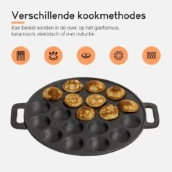 Ocina Poffertjespan– 19 Poffertjes – Poffertjesmaker – Poffertjespan Inductie – Poffertjespan Electrisch – Gietijzeren Pan – Inclusief Warmtebestendige Handvaten– Gratis Receptenboek -Keuken Pot 1200x1200 222