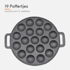 Ocina Poffertjespan– 19 Poffertjes – Poffertjesmaker – Poffertjespan Inductie – Poffertjespan Electrisch – Gietijzeren Pan – Inclusief Warmtebestendige Handvaten– Gratis Receptenboek -Keuken Pot 1200x1200 223