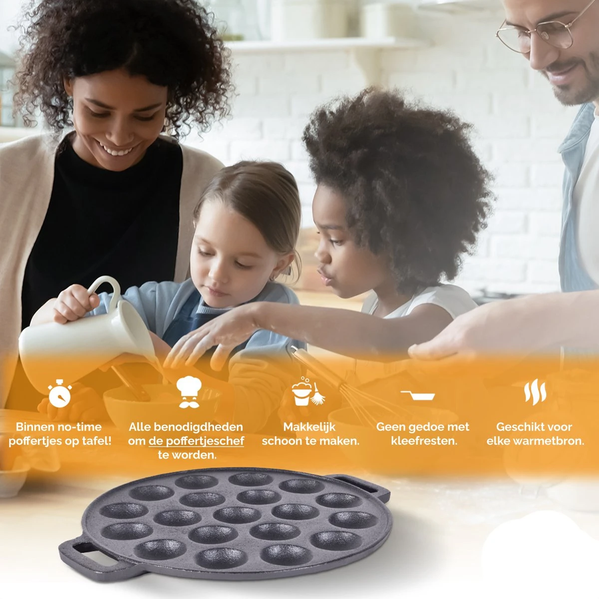 CuisiNoon® Poffertjespan Premium - Complete Poffertjesmaker Set - Inclusief Bakboek CuisiNoon® Poffertjespan Premium - Complete Poffertjesmaker Set - Inclusief Bakboek -Keuken Pot 1200x1200 230