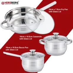 Herzberg Pannenset – 12-Delig – Voor Inductie En Gas – Vaatwasser Bestendig – RVS Met Glazen Deksels 4 Herzberg Pannenset – 12-Delig – Voor Inductie En Gas – Vaatwasser Bestendig – RVS Met Glazen Deksels -Keuken Pot 1200x1200
