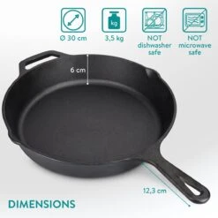 Navaris Gietijzeren Koekenpan - Braadpan Van Gietijzer - Ronde Skillet - Geschikt Voor Alle Warmtebronnen - Ø 30 Cm - Ovenbestendig Tot 260 Graden 12 Navaris Gietijzeren Koekenpan - Braadpan Van Gietijzer - Ronde Skillet - Geschikt Voor Alle Warmtebronnen - Ø 30 Cm - Ovenbestendig Tot 260 Graden -Keuken Pot 1200x1200 274