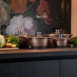 Herenthal Inductie Pannenset- Luxe 10-delige Koekenpannenset - Voor Alle Warmtebronnen - Met Glazen Deksels - Koper 8 Herenthal Inductie Pannenset- Luxe 10-delige Koekenpannenset - Voor Alle Warmtebronnen - Met Glazen Deksels - Koper -Keuken Pot 1200x1200 40