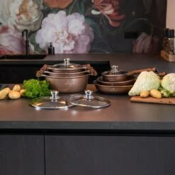 Herenthal Inductie Pannenset- Luxe 10-delige Koekenpannenset - Voor Alle Warmtebronnen - Met Glazen Deksels - Koper 9 Herenthal Inductie Pannenset- Luxe 10-delige Koekenpannenset - Voor Alle Warmtebronnen - Met Glazen Deksels - Koper -Keuken Pot 1200x1200 41
