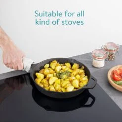 Navaris Gietijzeren Koekenpan - Braadpan Van Gietijzer - Ronde Skillet - Geschikt Voor Alle Warmtebronnen - Ø 25 Cm - Ovenbestendig Tot 260?graden -Keuken Pot 1200x1200 464