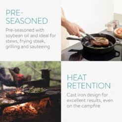 Navaris Gietijzeren Koekenpan - Braadpan Van Gietijzer - Ronde Skillet - Geschikt Voor Alle Warmtebronnen - Ø 25 Cm - Ovenbestendig Tot 260?graden -Keuken Pot 1200x1200 465