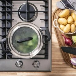 BK Flow Cool Black Glas Kookpannenset - 4-delig - Zwart - Glazen Deksel - Veilig Afgietsysteem - Inductie -Keuken Pot 1200x1200 48