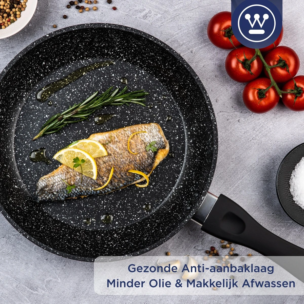Westinghouse Koekenpan - Ø 30 cm - Zwart Marmer - Geschikt voor alle warmtebronnen inclusief inductie Westinghouse Koekenpan - Ø 30 Cm - Zwart Marmer - Geschikt Voor Alle Warmtebronnen Inclusief Inductie -Keuken Pot 1200x1200 514