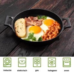 Spesely® Gietijzeren Pan Met Handvaten - Koekenpan - Hapjespan - Diameter 20cm - Gietijzeren Pan Bbq -Keuken Pot 1200x1200 553