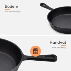 Ocina Gietijzeren Pan – Set Van 3 Stuks – ø25cm, ø19.5cm En ø16cm - Skillet - Koekenpan – Hapjespan – Koekenpan Inductie – Koekenpannenset - Gietijzeren Pan Bbq - Gietijzer - Incl. Receptenboek -Keuken Pot 1200x1200 683