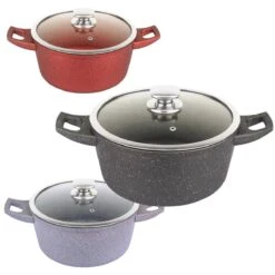 Royalty Line - Marble Soep/braadpan - Met Glazen Deksel Zwart - 20 CM. RL-BS20ML -Keuken Pot 1200x1200 82