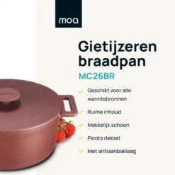 MOA Gietijzeren Braadpan - Inhoud 4,75 Liter - 26CM - Rond - Alle Warmtebronnen - Ook Voor Inductie - Gewicht 5,8 Kg - Bordeaux Rood - MC26BR 3 MOA Gietijzeren Braadpan - Inhoud 4,75 Liter - 26CM - Rond - Alle Warmtebronnen - Ook Voor Inductie - Gewicht 5,8 Kg - Bordeaux Rood - MC26BR -Keuken Pot 1200x1200 888