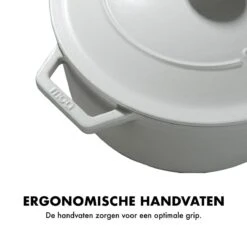 MOA Gietijzeren Braadpan - Inhoud 5,7 Liter - 26CM - Rond - Alle Warmtebronnen - Ook Voor Inductie - Gewicht 5,8 Kg - Wit - C26W -Keuken Pot 1200x1200 902