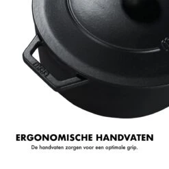 MOA Gietijzeren Braadpan - Inhoud 5,7 Liter - 26CM - Rond - Alle Warmtebronnen - Ook Voor Inductie - Gewicht 5,8 Kg - Zwart - C26B -Keuken Pot 1200x1200 917