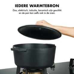 MOA Gietijzeren Braadpan - Inhoud 5,7 Liter - 26CM - Rond - Alle Warmtebronnen - Ook Voor Inductie - Gewicht 5,8 Kg - Zwart - C26B -Keuken Pot 1200x1200 920