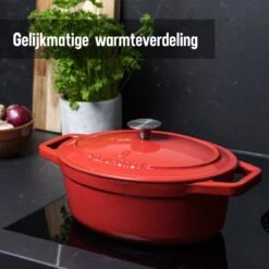 Daumonet Bocuse Rouge Gietijzeren Braadpan - Sudderpan Kersen Rood - Ovaal - Ø 29 Cm - 3 Liter - PFAS & PFOA Vrij - Emaille - Geschikt Voor Alle Warmtebronnen - Elektrisch - Gas - Halogeen - Inductie - Keramisch - Vaatwasserbestendig 7 Daumonet Bocuse Rouge Gietijzeren Braadpan - Sudderpan Kersen Rood - Ovaal - Ø 29 Cm - 3 Liter - PFAS & PFOA Vrij - Emaille - Geschikt Voor Alle Warmtebronnen - Elektrisch - Gas - Halogeen - Inductie - Keramisch - Vaatwasserbestendig -Keuken Pot 1200x1200 953
