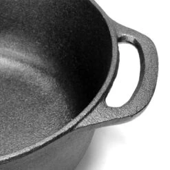 Gietijzeren Braadpan - 28 Cm - Pure Gietijzer - Niet Geëmailleerd - Geschikt Voor Inductie - Stoofpan Met Deksel - Sudderpan - Zwart -Keuken Pot 1200x1200 999