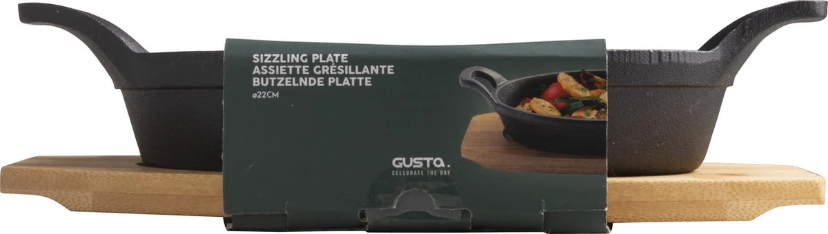Gusta - Gietijzer Pannetje - met onderzetter plank - 22,5x12cm Gusta - Gietijzer Pannetje - Met Onderzetter Plank - 22,5x12cm -Keuken Pot 1200x340 2