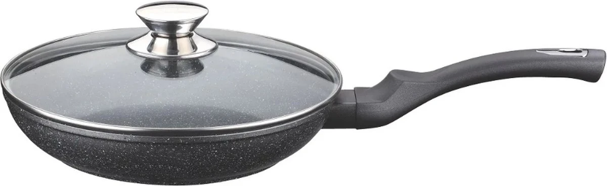 Cheffinger Koekenpan - met Deksel - Marmeren Coating - 26 cm - Zwart Cheffinger Koekenpan - Met Deksel - Marmeren Coating - 26 Cm - Zwart -Keuken Pot