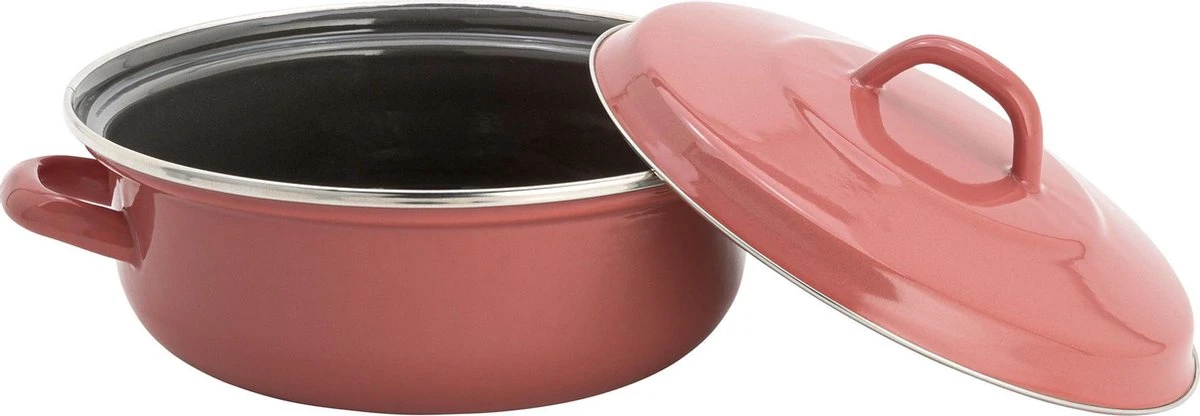 Lite-Body - Magnus Braadpan 24cm/2,5l met deksel - Emaille - Oud Roze - Inductie Lite-Body - Magnus Braadpan 24cm/2,5l Met Deksel - Emaille - Oud Roze - Inductie -Keuken Pot