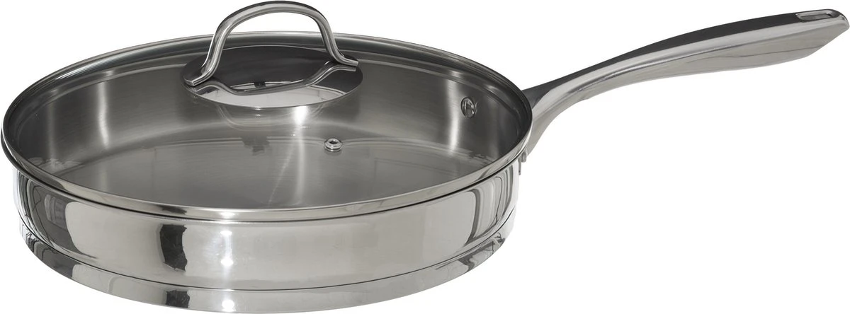 4goodz Dubbelwandige RVS Hapjespan met deksel 28 cm - Zilver 4goodz Dubbelwandige RVS Hapjespan Met Deksel 28 Cm - Zilver -Keuken Pot 1200x444 1