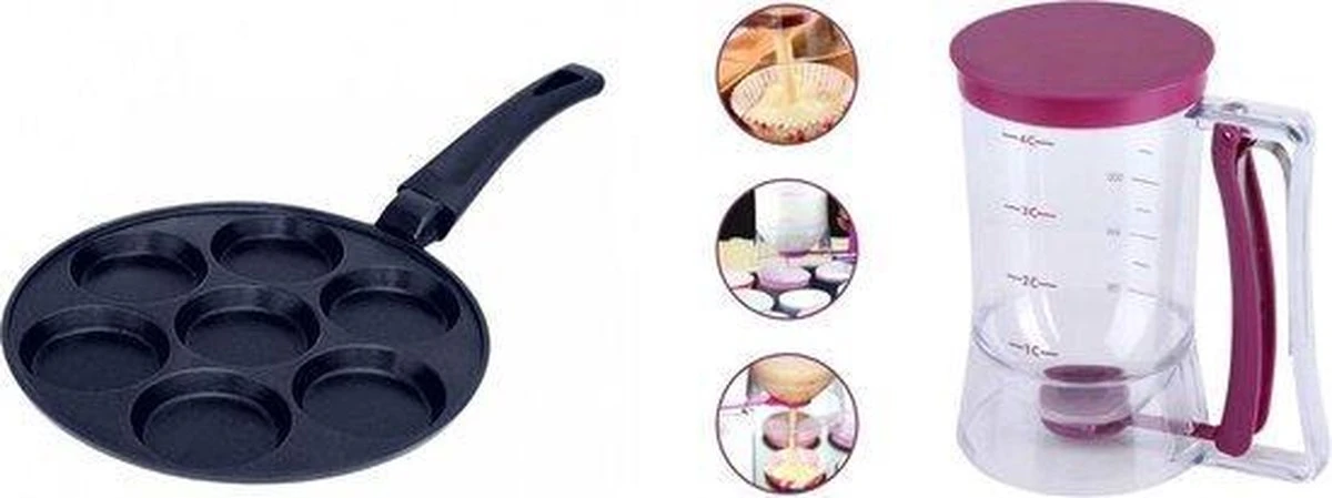 Joyful-things Pancake pan - inclusief deegdispenser- Pancake set- Pan-Crêpemaker/Pannenkoeken- 7 kop marmeren anti laag Merkloos Joyful-things Pancake Pan - Inclusief Deegdispenser- Pancake Set- Pan-Crêpemaker/Pannenkoeken- 7 Kop Marmeren Anti Laag -Keuken Pot 1200x449 4