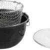 Frituurpan Emaille Met Glazen Deksel En Korf - Ø 26cm - Zwart -Keuken Pot 1200x502