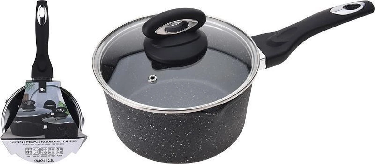Steelpan met deksel | Ø 18 cm | Geschikt voor inductie Excellent Houseware Steelpan Met Deksel | Ø 18 Cm | Geschikt Voor Inductie -Keuken Pot