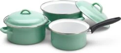 Lite-Body Magus Pannenset 4-delig - Emaille - Olijf Groen - Inductie -Keuken Pot 1200x528