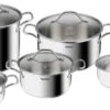 Tefal Intuition Pannenset 5-Pannen Kookset - Steelpan Ø 16 Cm, Kookpan 18/20/24 Cm, Soeppan 22 Cm - Zilver -Keuken Pot 1200x597