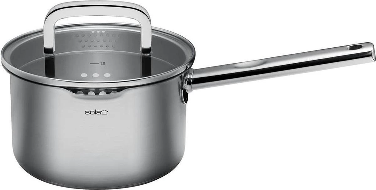 Sola Pannenset Juvia - 4 delig - Ø 16,16,18,20 cm - Zilver - RVS - Sandwichbodem Sola Pannenset Juvia - 4 Delig - Ø 16,16,18,20 Cm - Zilver - RVS - Sandwichbodem -Keuken Pot