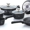 Herenthal Inductie Pannenset - Luxe 10-delige Koekenpanset - Voor Alle Warmtebronnen - Met Glazen Deksels En Koudgrepen - Zwart -Keuken Pot 1200x613