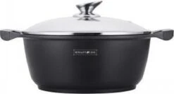 Royalty Line - Marble Soep/braadpan - Met Glazen Deksel Zwart - 24 CM. RL-BS24ML -Keuken Pot 1200x644