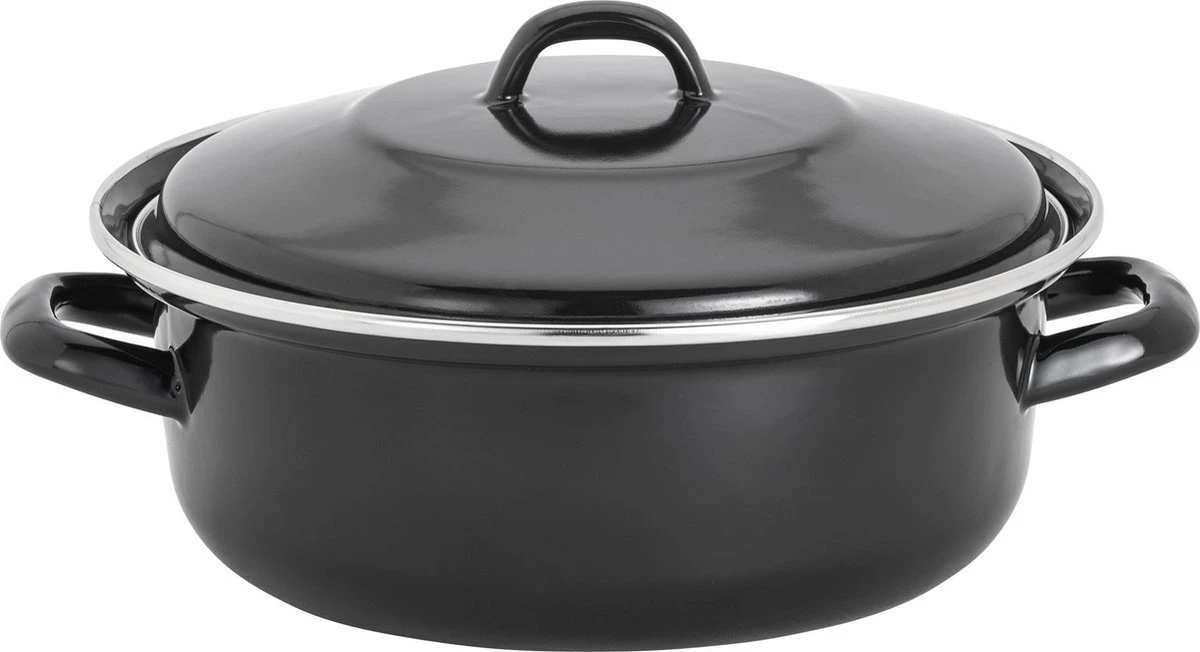 Lite-Body - Emaille - Magnus Braadpan 28cm/3,5l met deksel - Inductie - Zwart Lite-Body - Emaille - Magnus Braadpan 28cm/3,5l Met Deksel - Inductie - Zwart -Keuken Pot 1200x652 5