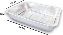 YUGN COMBI Set Braadslede Ovenschaal Combi Braadslee Oven Set - 2x Braadslede Met Rooster Voor Ovengerechten - 36x27x7CM En 40x30x7CM En Inclusief Bakkwast - Cadeau- Cadeautip -Keuken Pot 1200x666 12