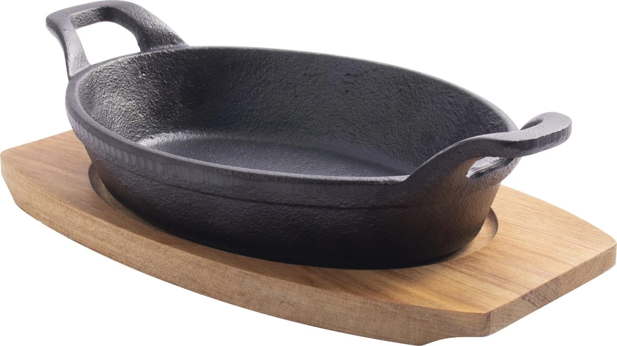 Gusta - Gietijzer Pannetje - met onderzetter plank - 22,5x12cm Gusta - Gietijzer Pannetje - Met Onderzetter Plank - 22,5x12cm -Keuken Pot 1200x673 11