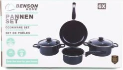 Benson Pannenset 6 Delig - Carbon Staal 0,8 Mm Met Glazen Deksels -Keuken Pot 1200x691 2