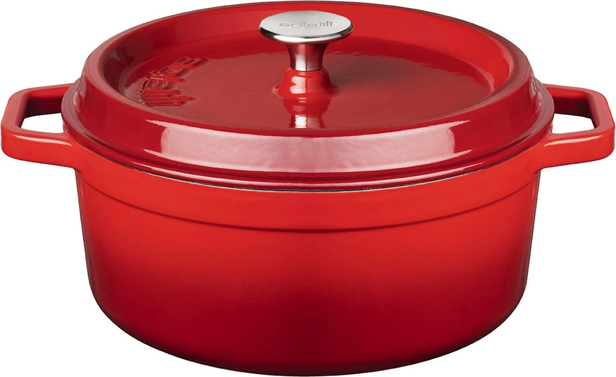 Sola Braadpan Gietijzer - Ø 20 cm - Oranje/Rood - Gietijzer - Extra zware bodem Sola Braadpan Gietijzer - Ø 20 Cm - Oranje/Rood - Gietijzer - Extra Zware Bodem -Keuken Pot