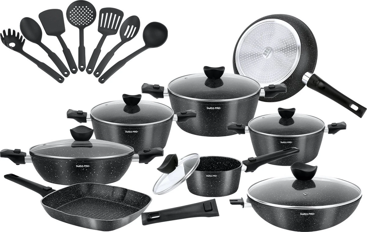 Royal Swiss® - 33-delige Pannenset inductie - Pannensets - Afneembare handgreep - Glazen deksel - Geschikt voor oven - PFAS-vrij Royal Swiss® - 33-delige Pannenset Inductie - Pannensets - Afneembare Handgreep - Glazen Deksel - Geschikt Voor Oven - PFAS-vrij -Keuken Pot 1200x760 1