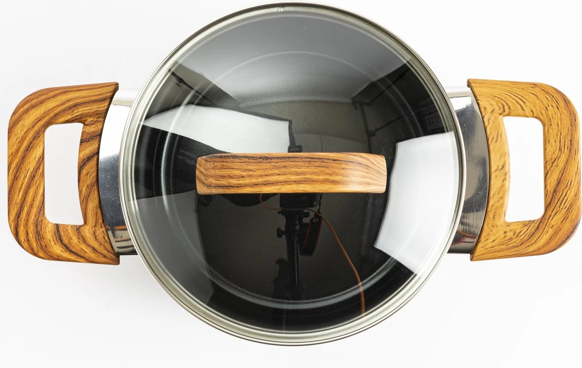 Gero Mark kookpannenset - 4-delig - zwart - houtlook grepen - inductie - PFAS-vrij Gero Mark Kookpannenset - 4-delig - Zwart - Houtlook Grepen - Inductie - PFAS-vrij -Keuken Pot