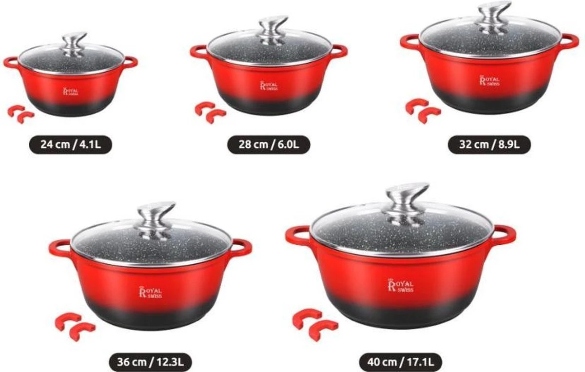 Royal Swiss Inductie Braadpan 20 cm Pannenset met Antiaanbaklaag en Steencoating Glazen Deksel Kleur Rood Royal Swiss Inductie Braadpan 20 Cm Pannenset Met Antiaanbaklaag En Steencoating Glazen Deksel Kleur Rood -Keuken Pot 1200x763 7